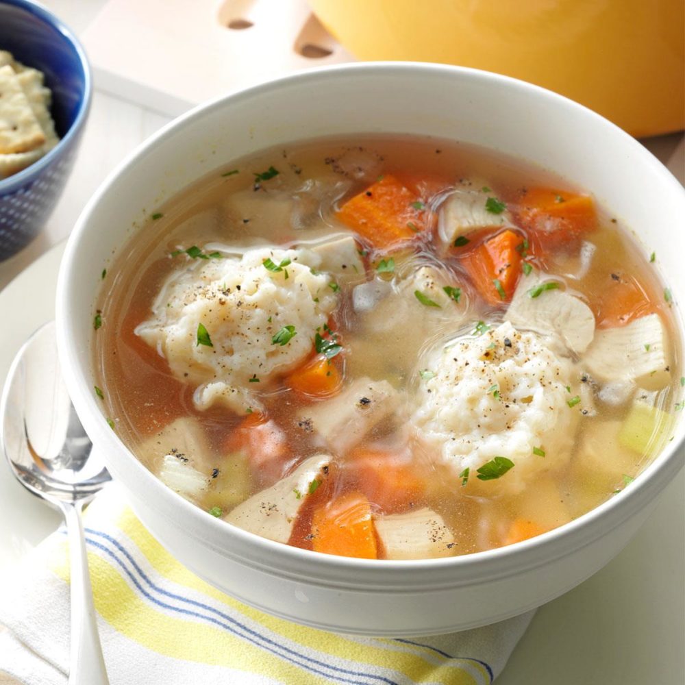 Chicken soup and dumplings