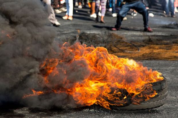 burning tyre protest