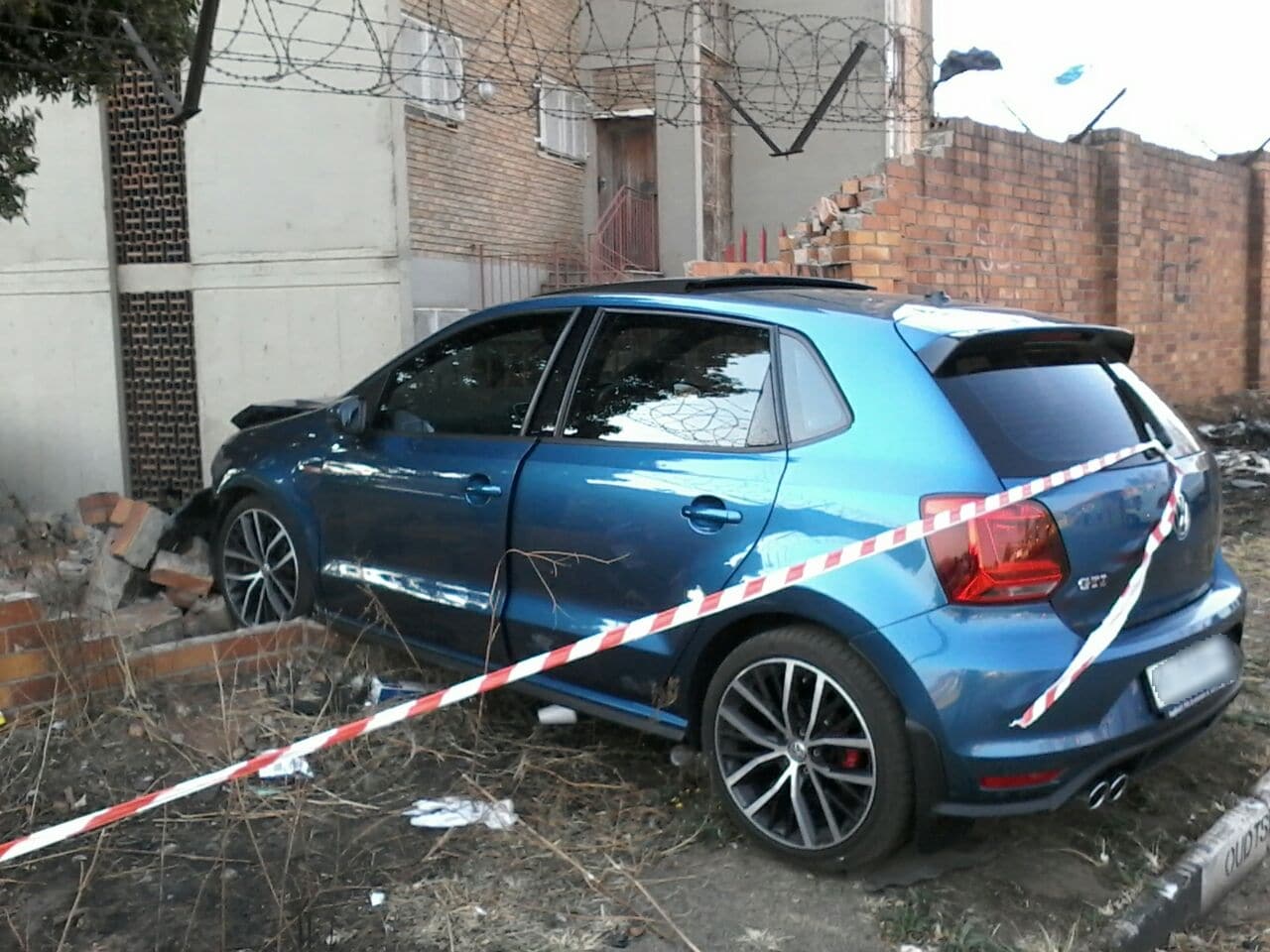 Driver crashed through a wall