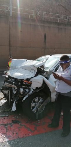 Tshwane Metro Police Department officer after head-on collision with bus