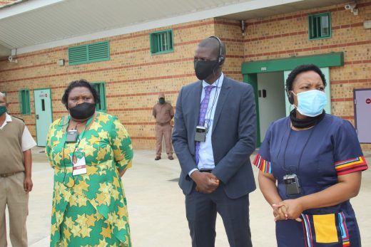 Noxolo Kiviet, minister of justice and correctional services Ronald Lamola and MEC for Limpopo department of transport and community safety Mavhungu Lerule-Ramakhanya