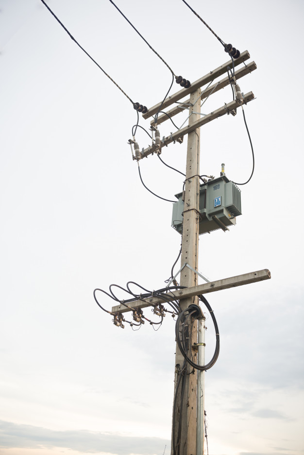 electricity post with fuse cable