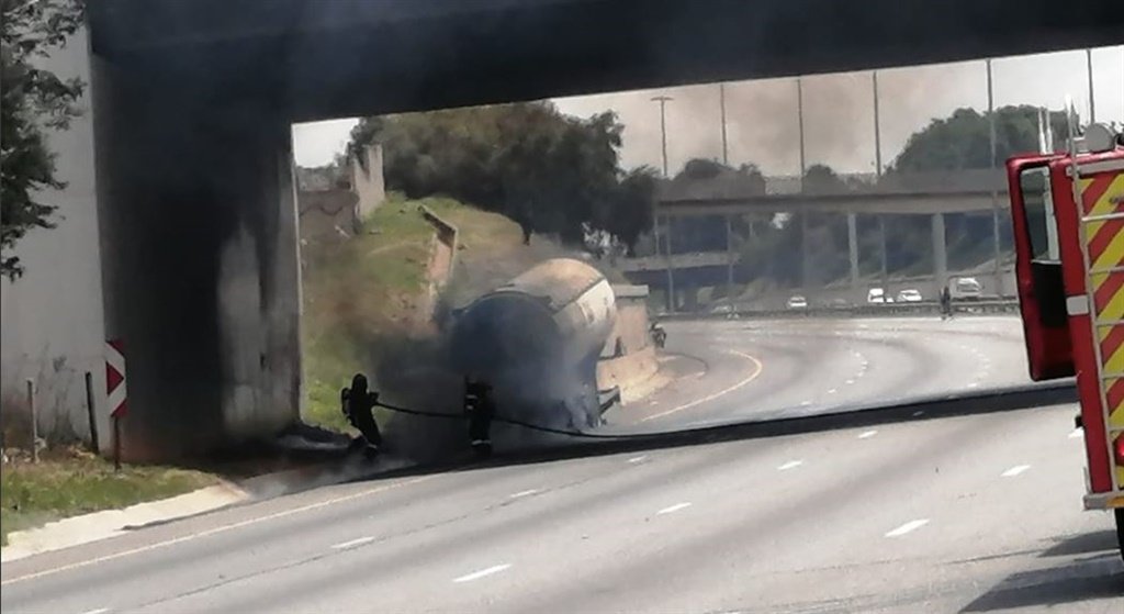 gas tanker on fire