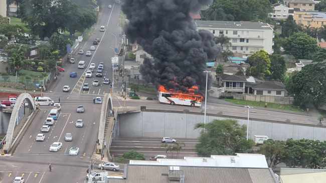 Bus goes up in flames in Durban