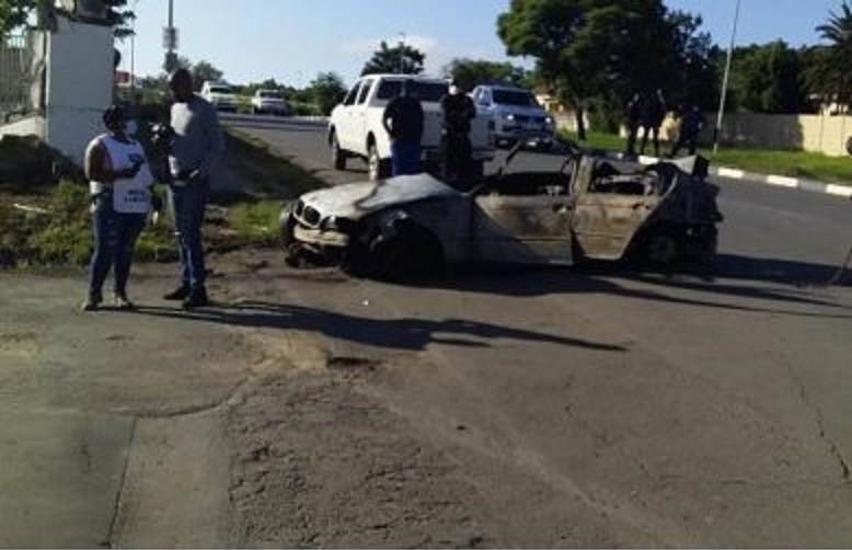 Five dead after vehicle smashes into wall and burst into flames