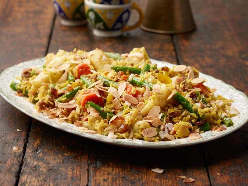 Mixed vegetable and almond biryani