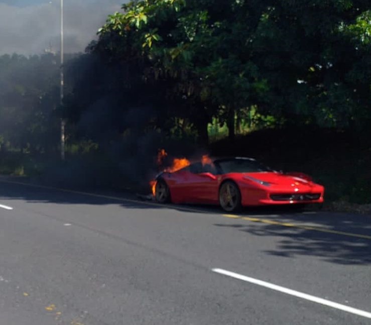 Ferrari on fire