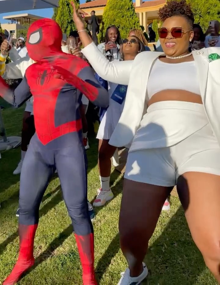 Spider-Man shows up at Anele Mdoda's birthday party and it was lit