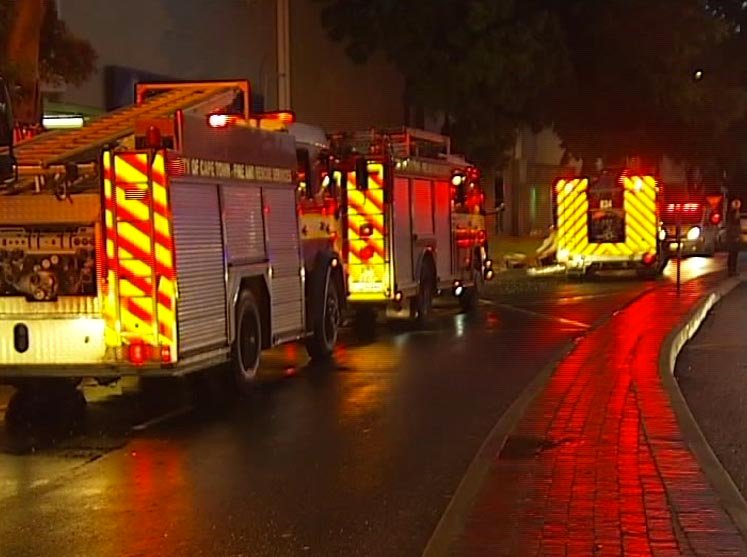 Firefighters attending to a fire
