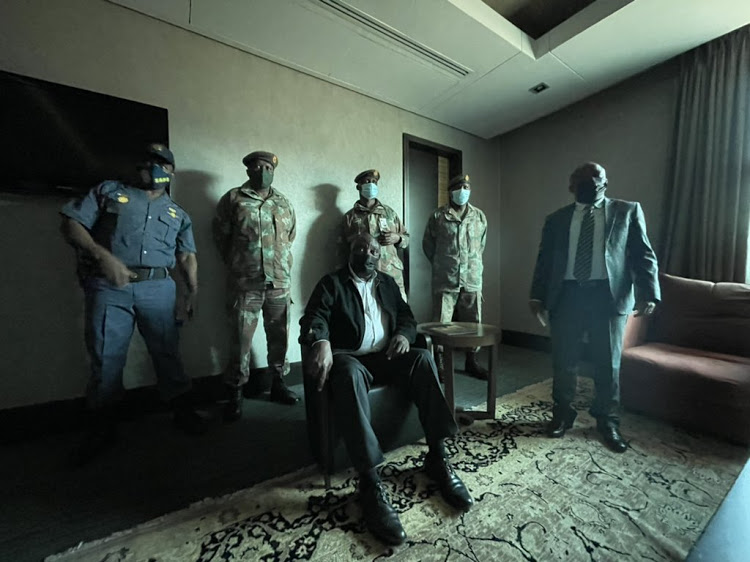 President Cyril Ramaphosa receiving a briefing on his arrival in KwaZulu-Natal