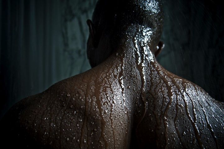 man in the shower
