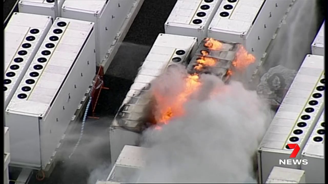 Tesla Big Battery burning