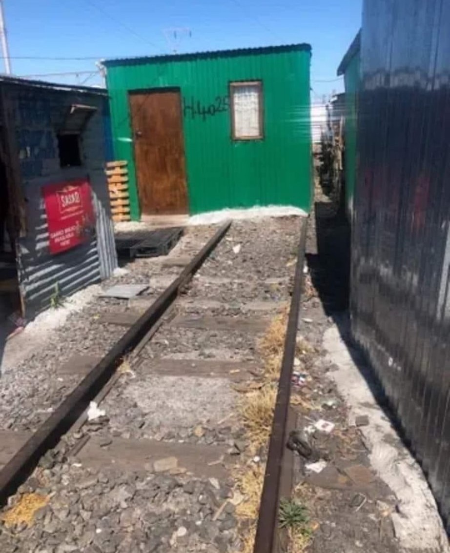 Langa, Cape Town houses on top of train rail