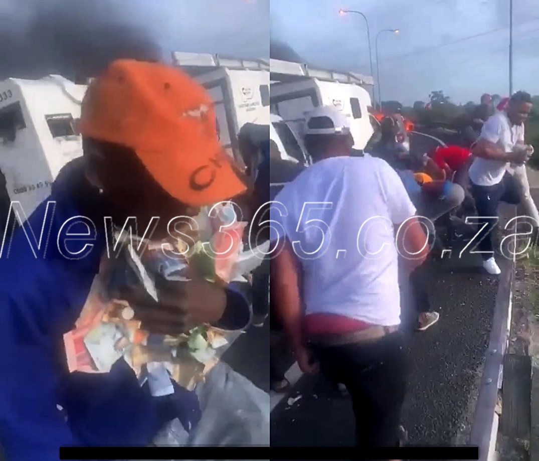 Chaos as people loot money from cash-in-transit van after robbers left