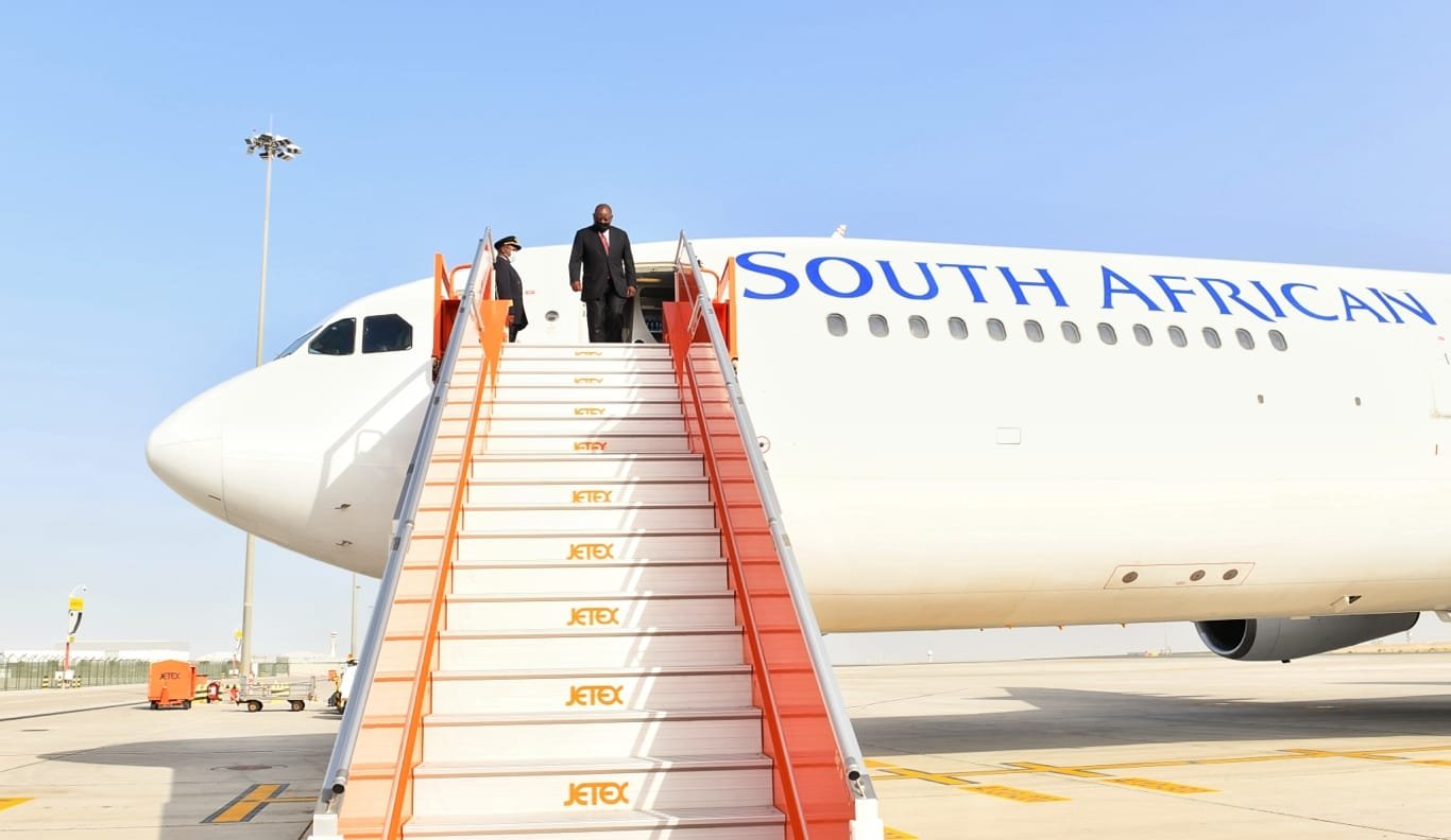 Cyril Ramaphosa arrives in UAE to lead South Africa Day celebrations at Dubai Expo