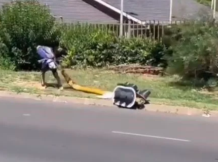 Shock as man steals ROBOT in broad daylight