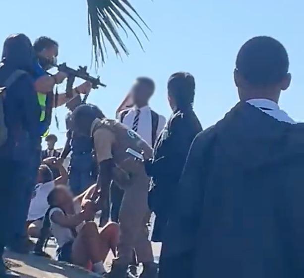 Chaos at school as pupils, police and security guards involved in a fight