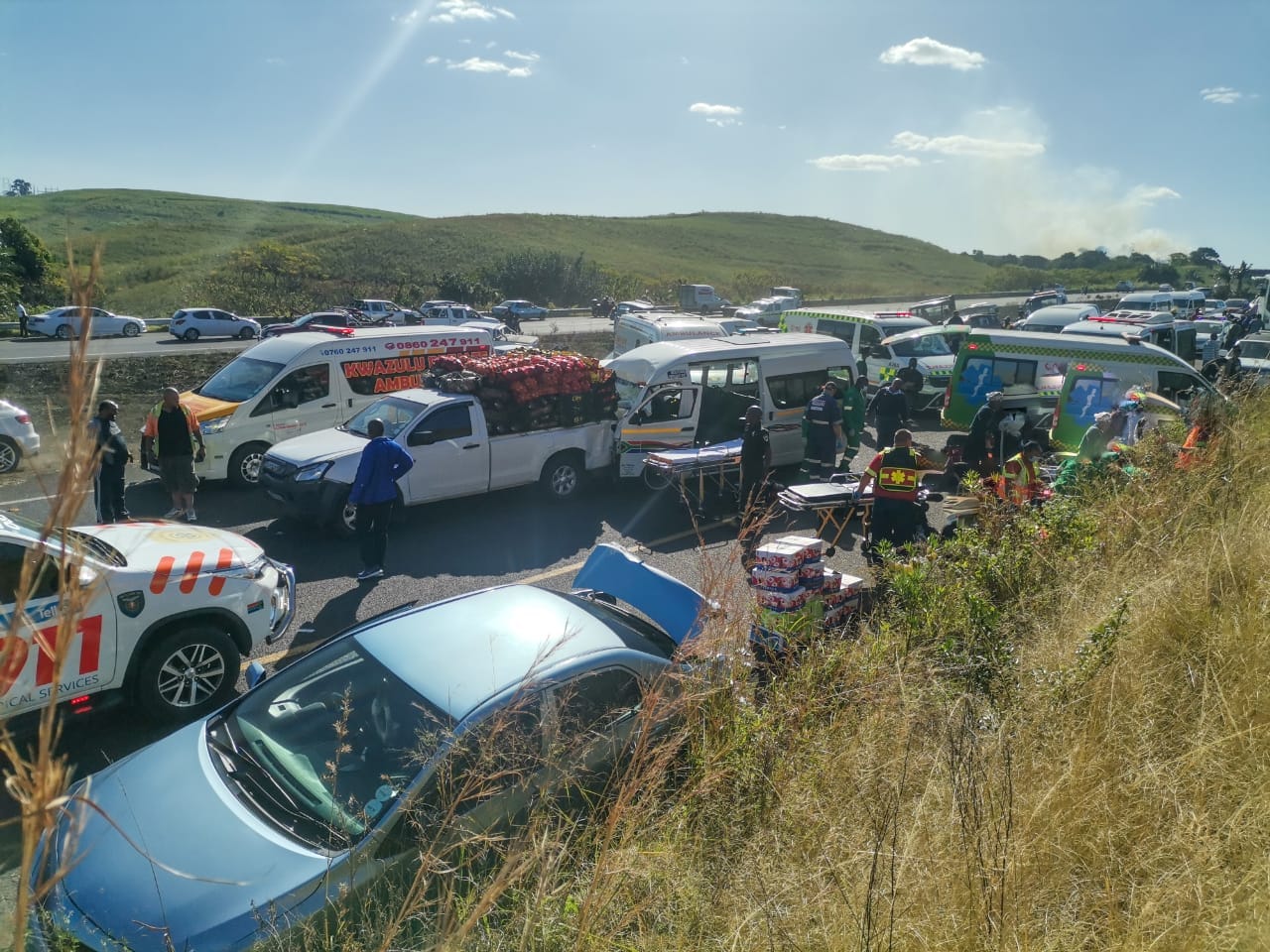 19 injured in a 13-vehicle accident on N2 in KZN