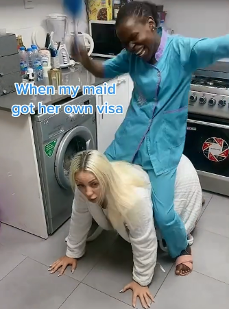 Excited housemaid rides her Boss after she got her a Visa