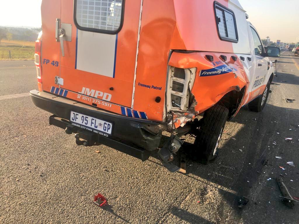 Drunk woman arrested after crashing into JMPD car