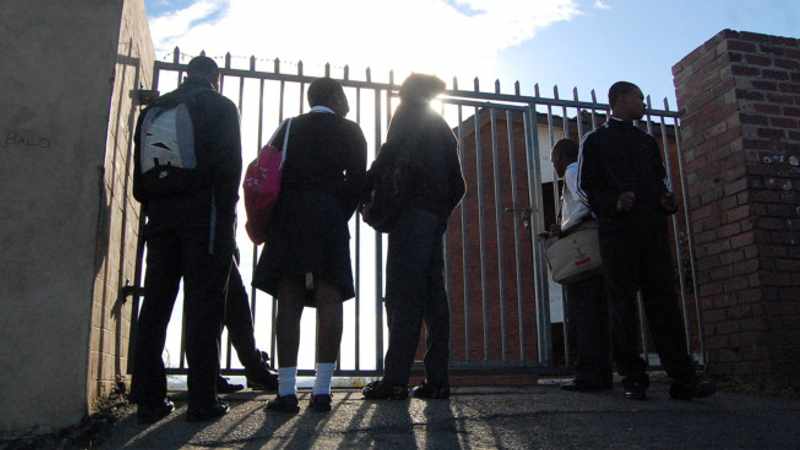 school pupils outside school
