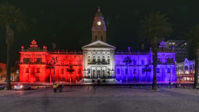 Cape Town lights up City Hall in colours of the Union Jack, in honour of UK Queen
