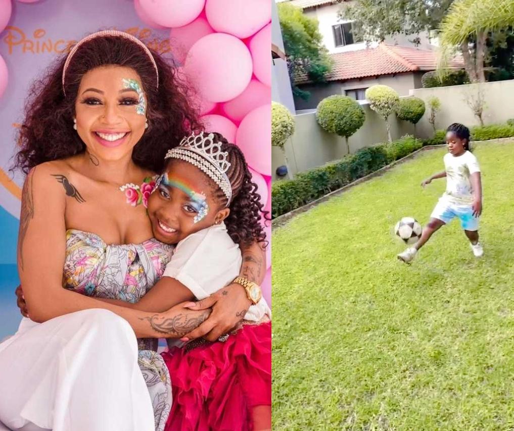 Kelly Khumalo shares cute video of daughter Thingo showing off her soccer skills