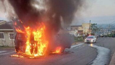 Passengers jump out of a burning taxi in KZN