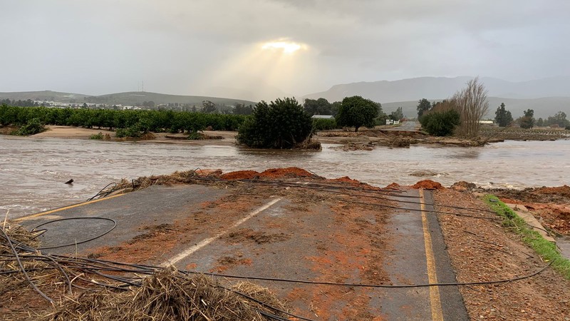 Citrusdal cut off after heavy floods wash away part of the R303