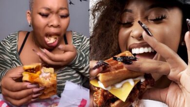 Influencer films herself spitting Uncle Waffles burger out after taking a bite