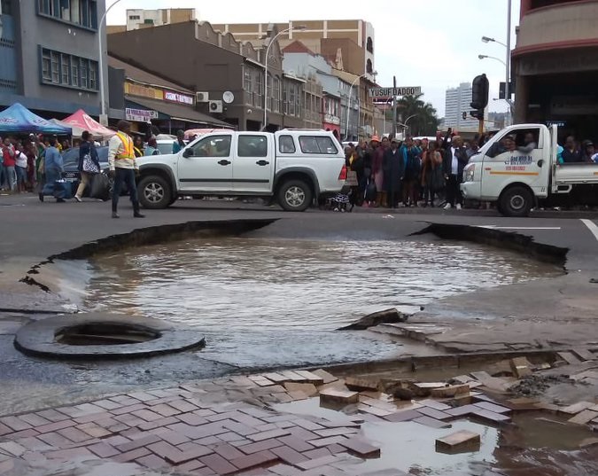 Massive sinkhole forms in Durban CBD