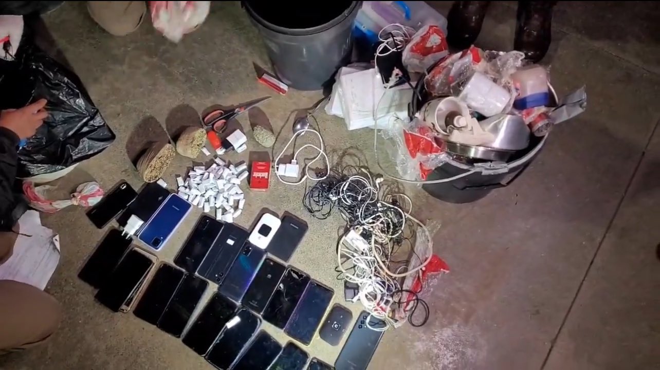 Electronics including cellphones & TVs, and drugs confiscated from inmates in Sun City Prison raid