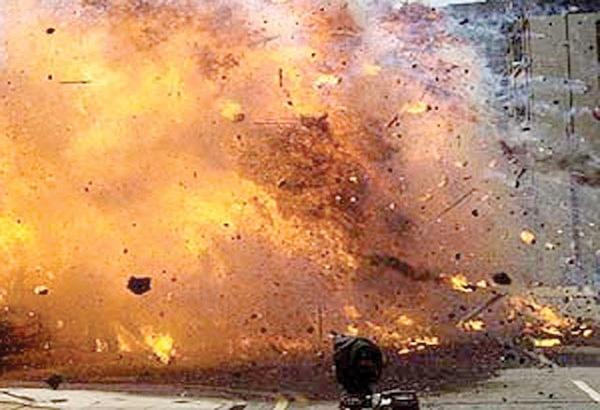 mortar bomb explodes