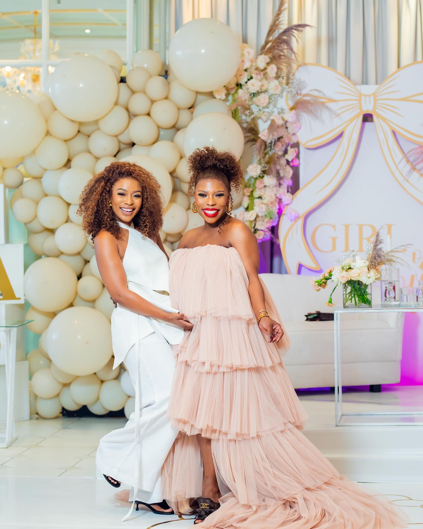 Nomzamo Mbatha surprises her sister Wendy with a gender reveal party