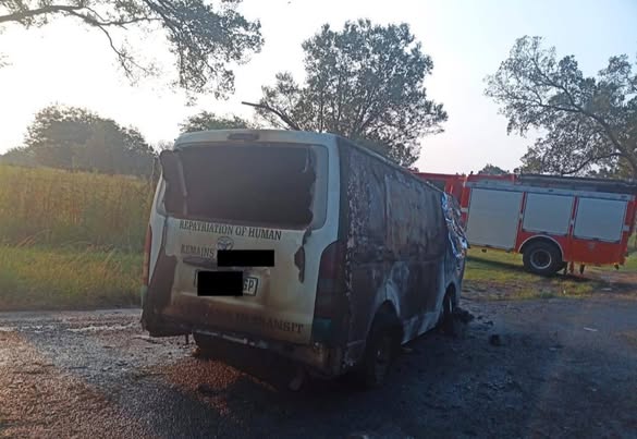 Tragedy strikes as mortuary vehicle crashes and catches fire in Ekurhuleni